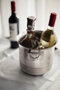 Premium spirits package bottles chilled on ice