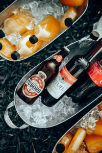 Chilled beer and spirits package drinks
